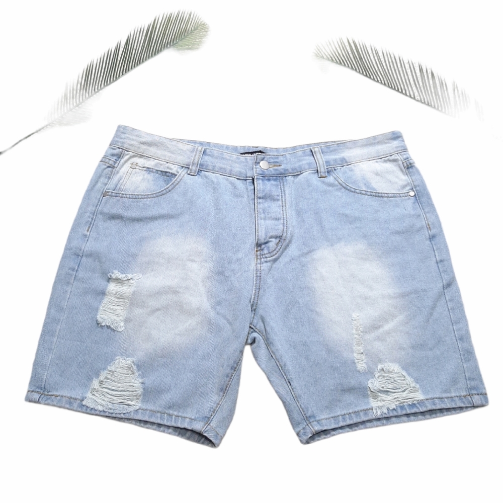 Boohoo Light‎ Blue Love is Love Denim Shorts XXL